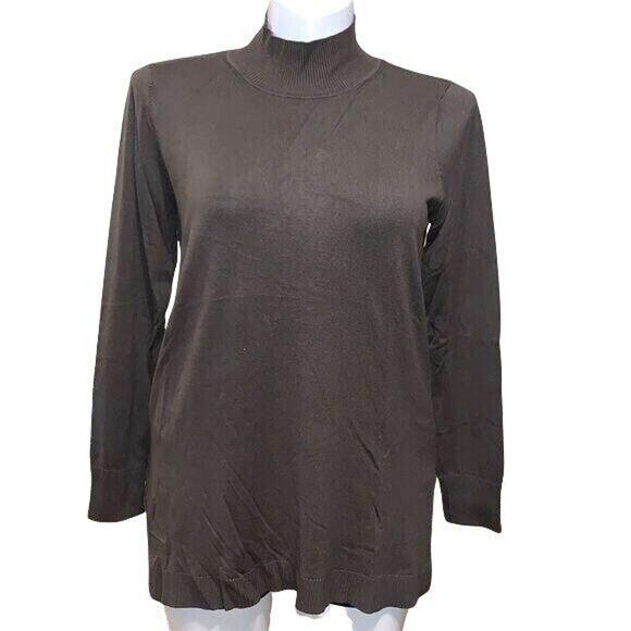 525 America Womens Pullover Sweater Knit Cutout Back Tunic Brown Large - Picture 1 of 10